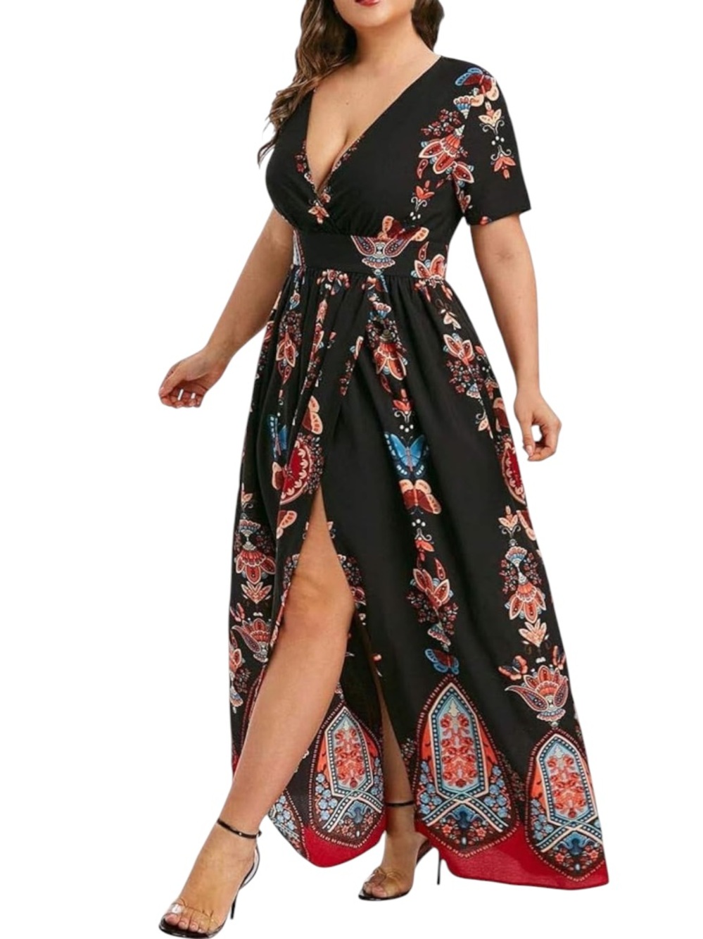 Rosegal maxi slit floral dress 2X